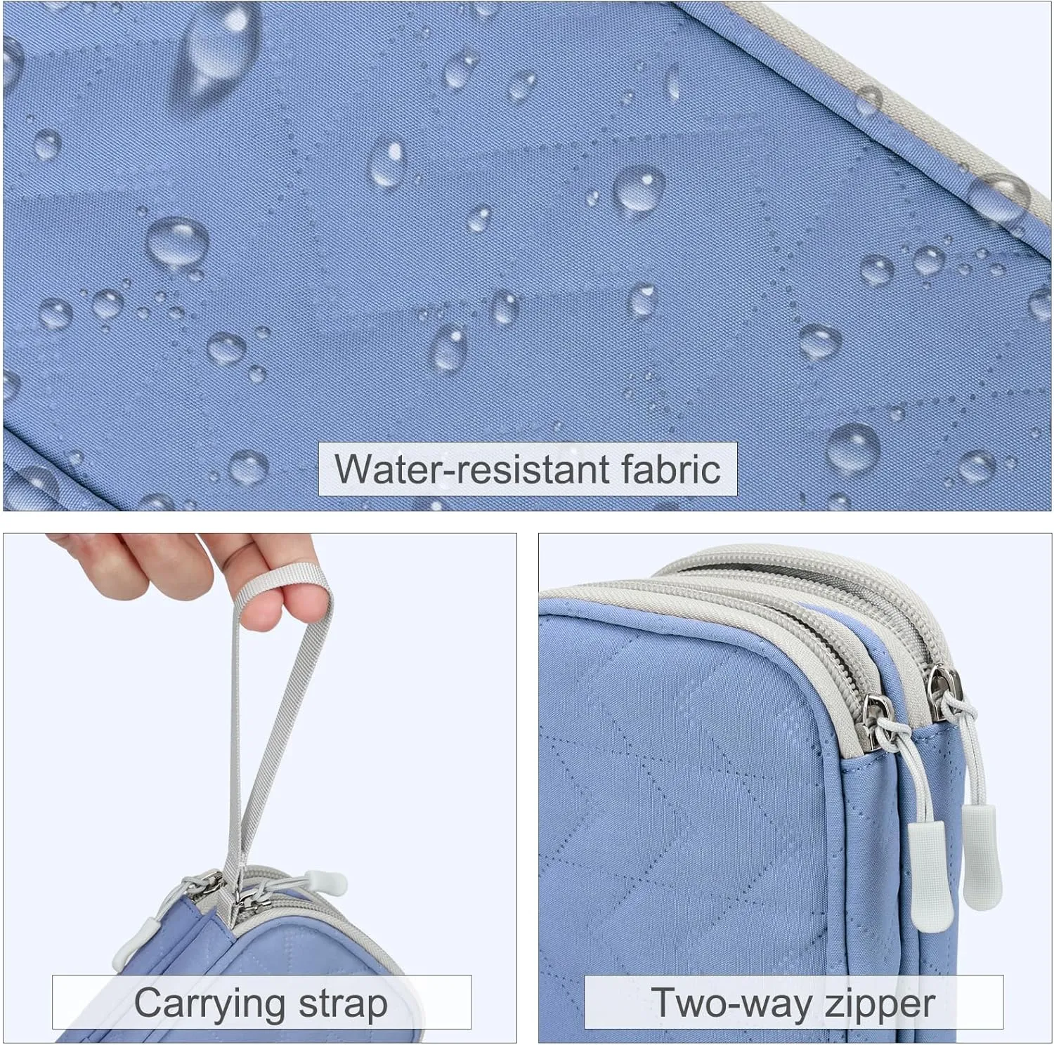 FYY Travel Cable Organizer Pouch Electronic Accessories Carry Case Portable Waterproof Double Layers All-in-One Storage Bag for Cord, Charger, Phone, Pattern Blue