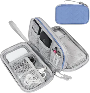 FYY Travel Cable Organizer Pouch Electronic Accessories Carry Case Portable Waterproof Double Layers All-in-One Storage Bag for Cord, Charger, Phone, Pattern Blue