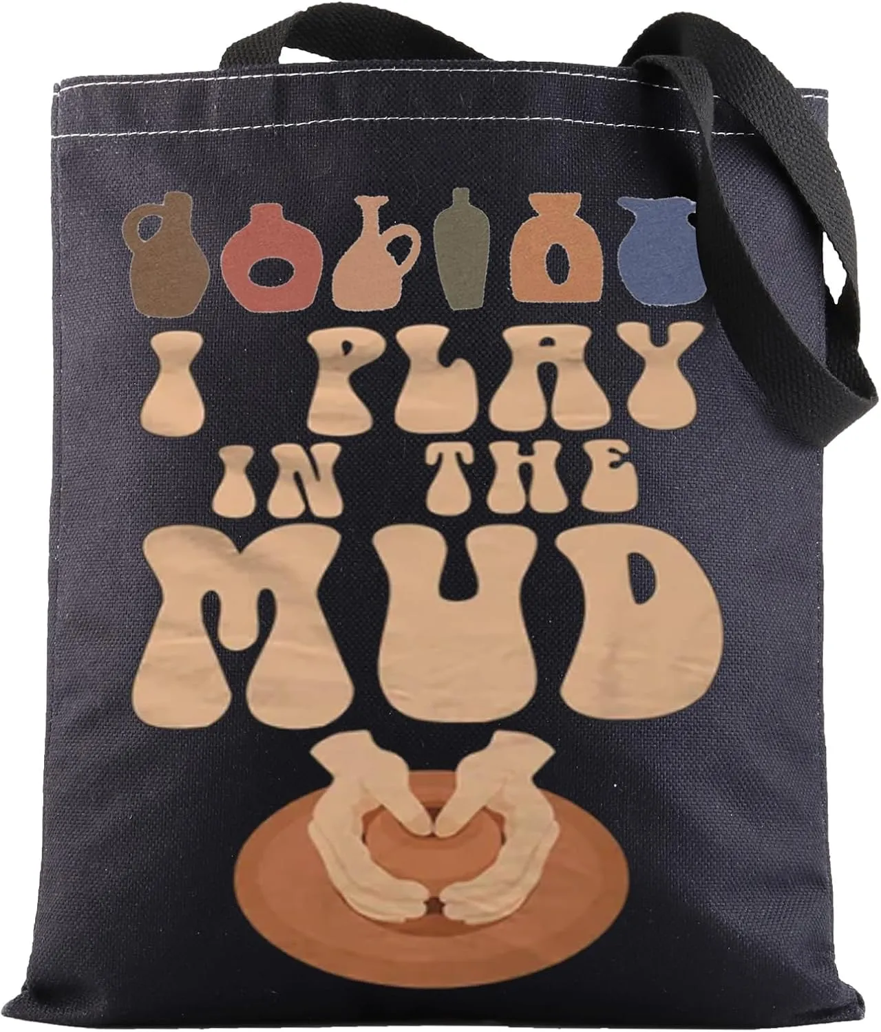 G2TUP Pottery Canvas Tote Bag - Ceramic Artist Gifts 'I Play In The Mud' Shoulder Bag For Pottery Lover