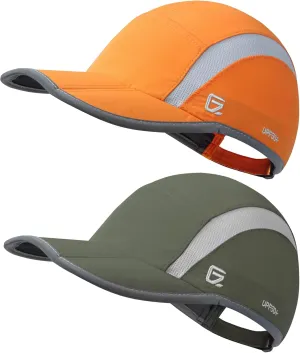 GADIEMKENSD 2 Pack Reflective Foldable Sports Hat UPF 50  Sun Protection Outdoor Run Hats for Men and Women