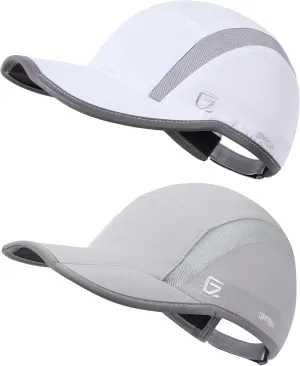 GADIEMKENSD 2 Pack Reflective Foldable Sports Hat UPF 50  Sun Protection Outdoor Run Hats for Men and Women