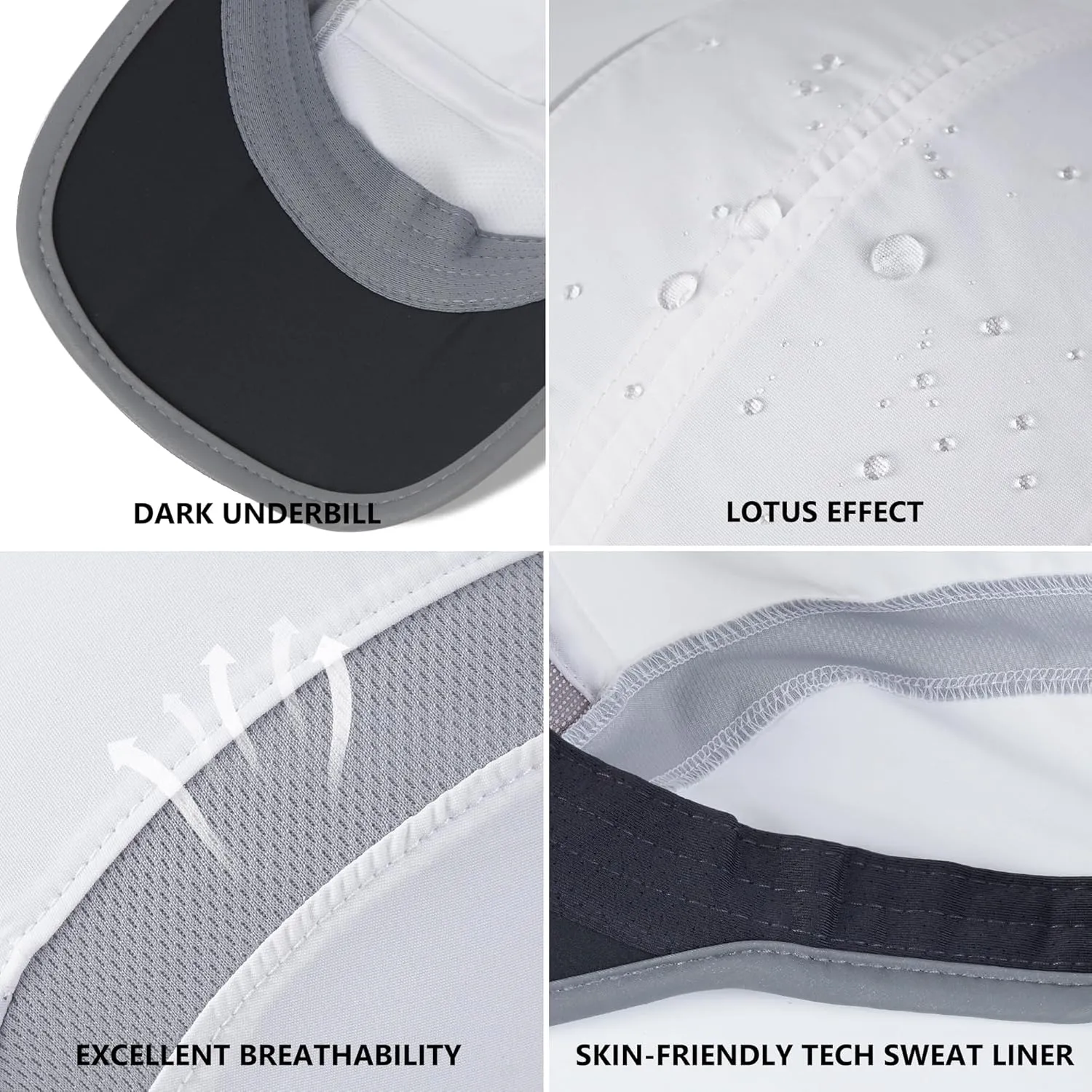 GADIEMKENSD 2 Pack Reflective Foldable Sports Hat UPF 50  Sun Protection Outdoor Run Hats for Men and Women