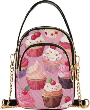 GAIGEO Beautiful Pink Cupcakes Lady Crossbody Bag, Long Strap Crossbody Bag, Crossbody Purse for Women