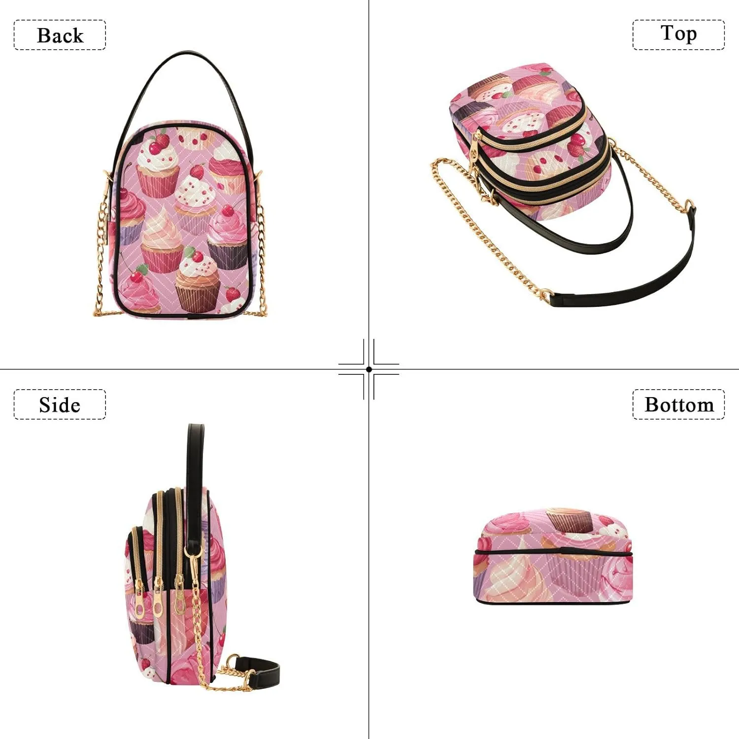 GAIGEO Beautiful Pink Cupcakes Lady Crossbody Bag, Long Strap Crossbody Bag, Crossbody Purse for Women
