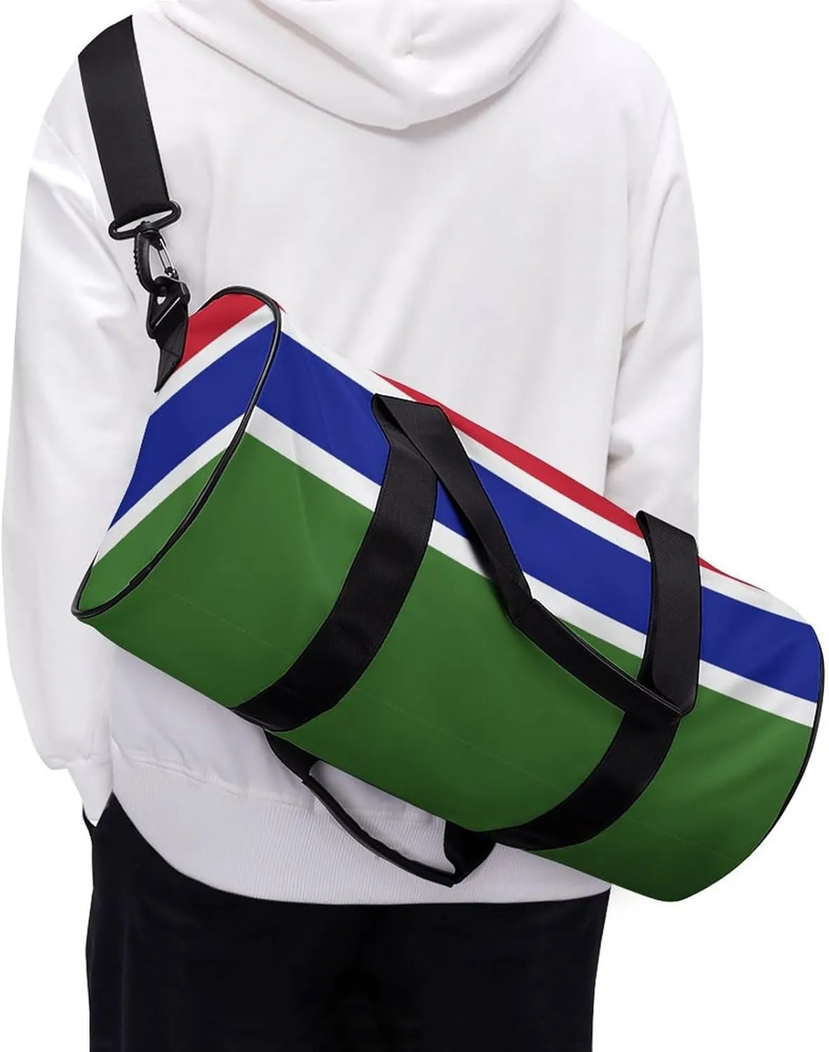 Gambia Flag Waterproof Gym Bag with Shoe Compartment Sports Duffel for Travel Beach