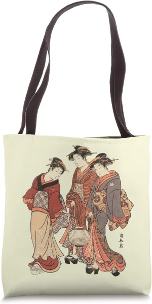 Geisha Girls Antique Japanese Woodcut Tote Bag