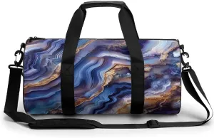 Gemstone Colors Abstract Agate Pattern Travel Gym Bag for Women Men Cylindrical Duffle Bag Sport Workout Bag with Shoulder Strap