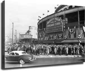 Generic 1945 World Series Wrigley Field Poster Room Aesthetic Decoration Painting Canvas Wall and Art Painting Print Modern Home Office Decoration Artwork (12×18inch-Unframed)
