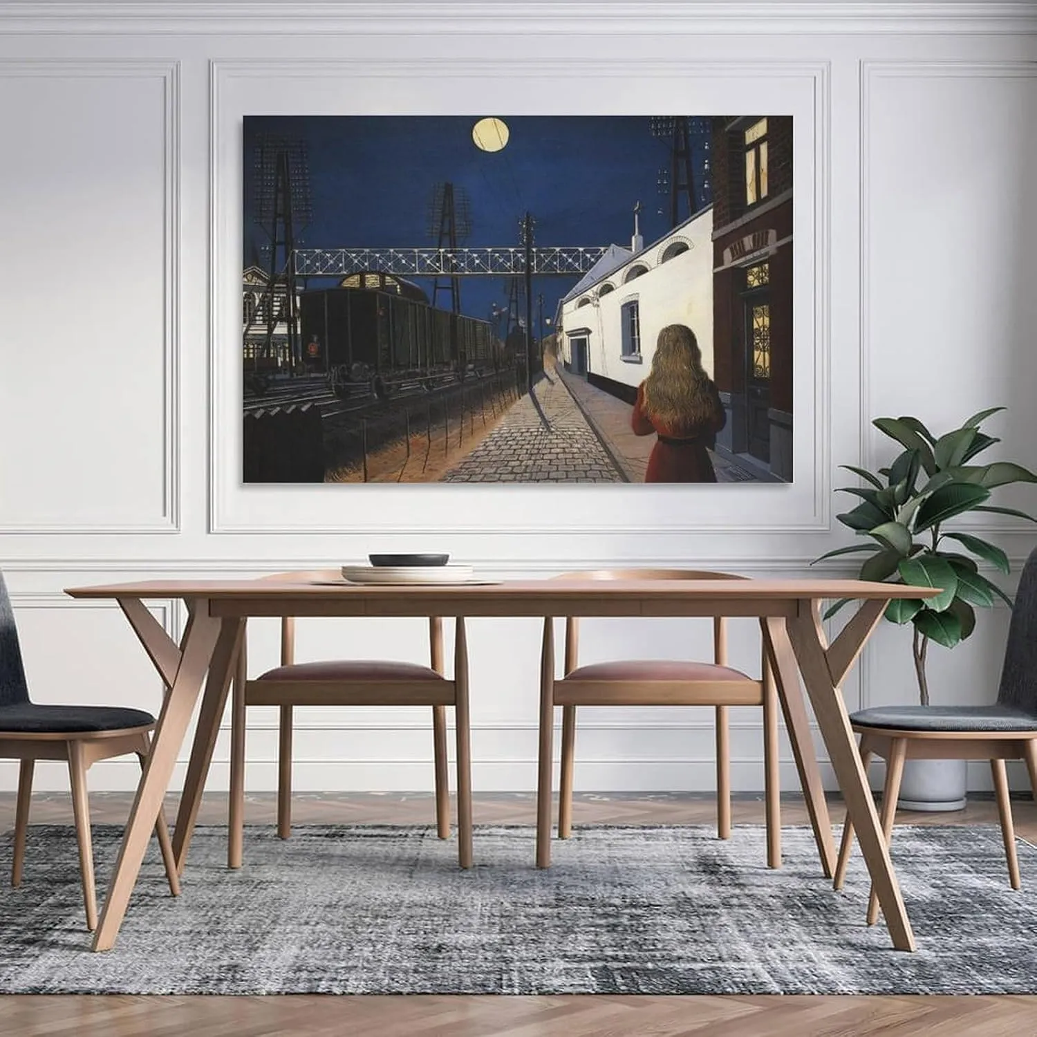 generic Paul Delvaux Poster Print Loneliness Artworks Picture Print Poster Wall Art Painting Canvas Gift Decor Home Posters Decorative 16x24inch(40x60cm), Unframe-style