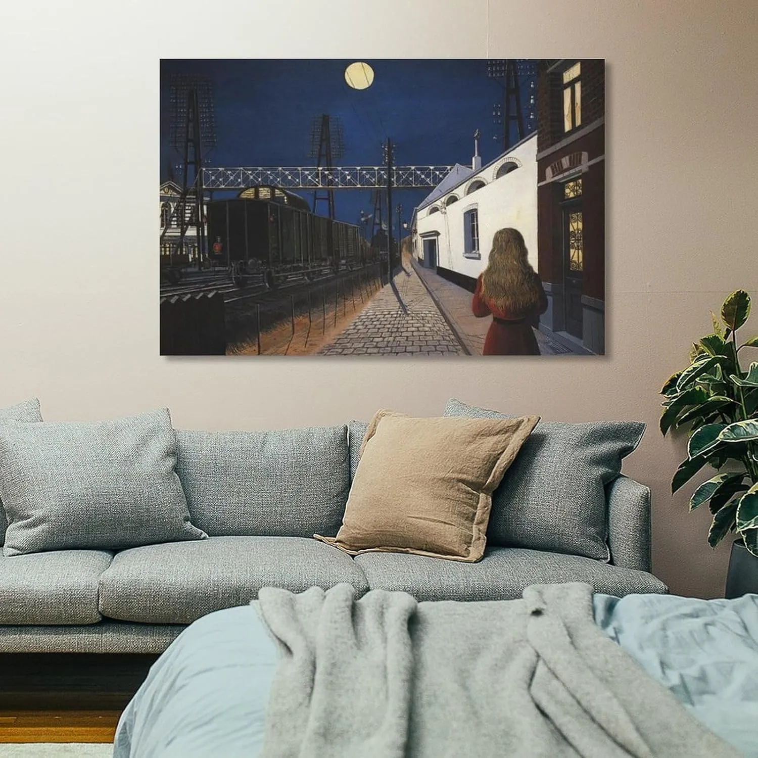 generic Paul Delvaux Poster Print Loneliness Artworks Picture Print Poster Wall Art Painting Canvas Gift Decor Home Posters Decorative 16x24inch(40x60cm), Unframe-style
