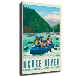 Generic Vintage Ocoee River Rafting Poster Vintage Travel City Posters Canvas Print Retro National Park Popular Poster for Wall Art Modern Office Room Aesthetics (08X12 inch unframed)