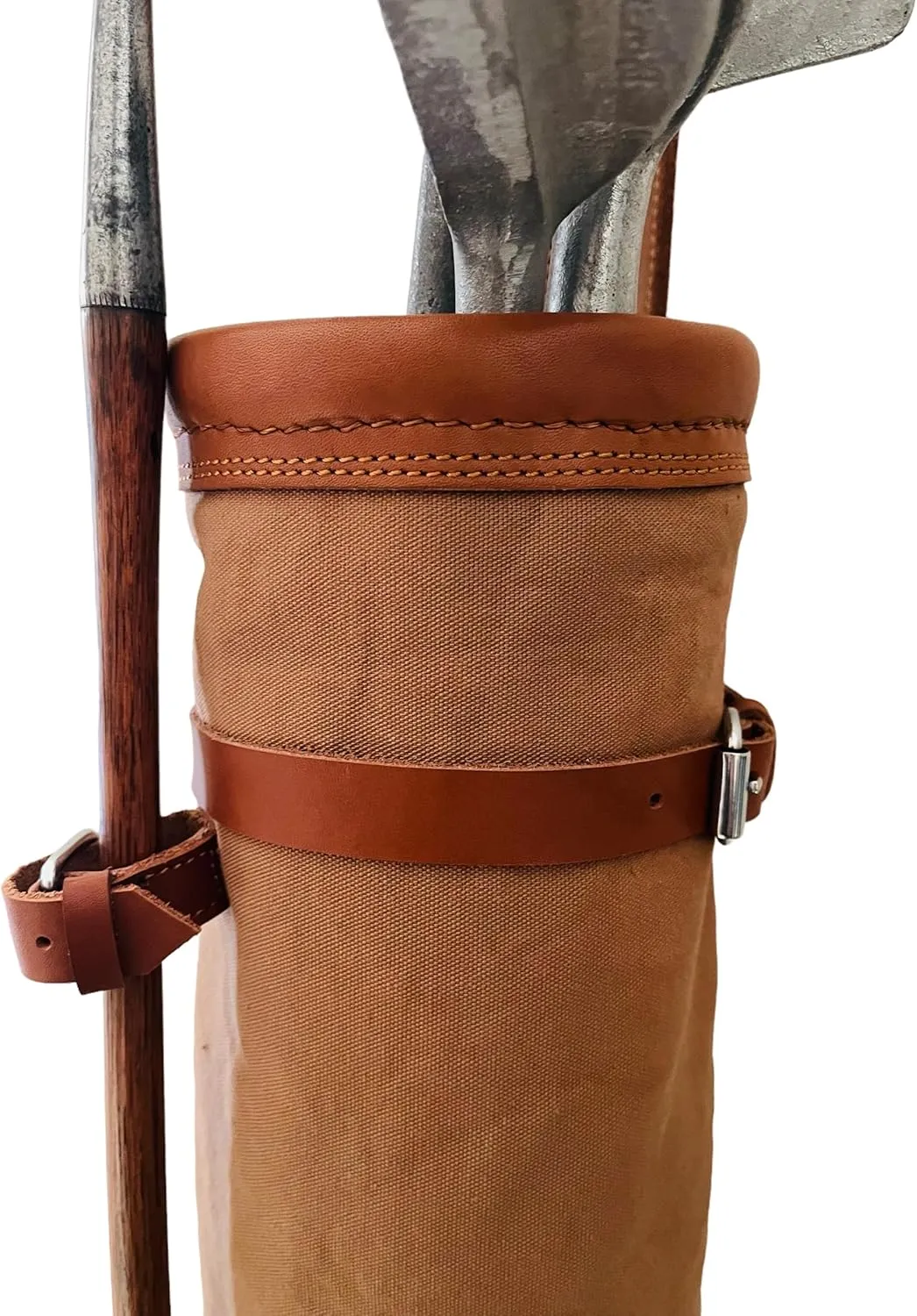 Geoffrey | Vintage TAN Canvas I Black Canvas I with TAN Leather Golf Club Carrying Bag with 2 Pockets | Retro - Bag only