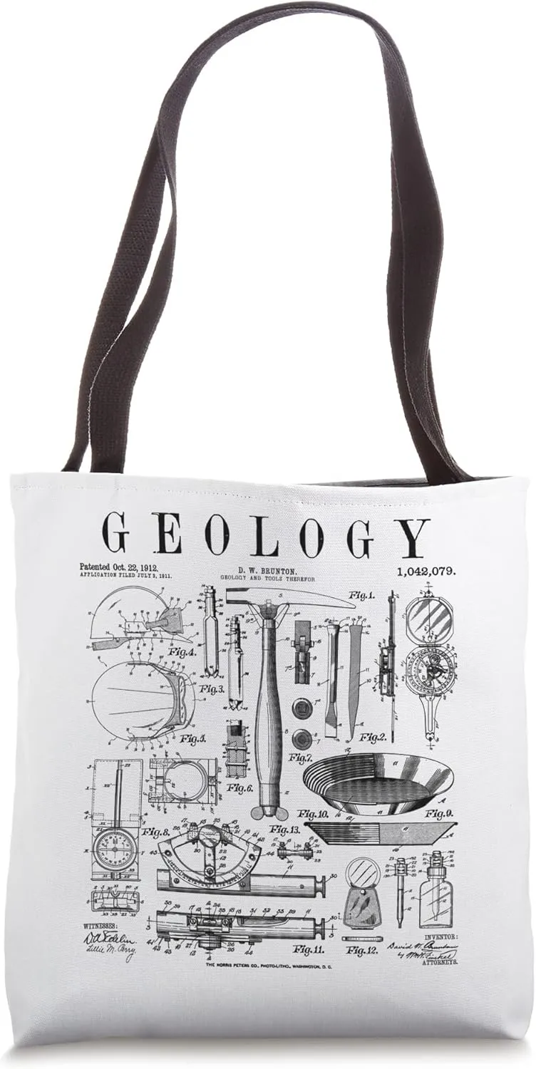 Geology Geologist Field Kit Tools Vintage Patent Print Tote Bag
