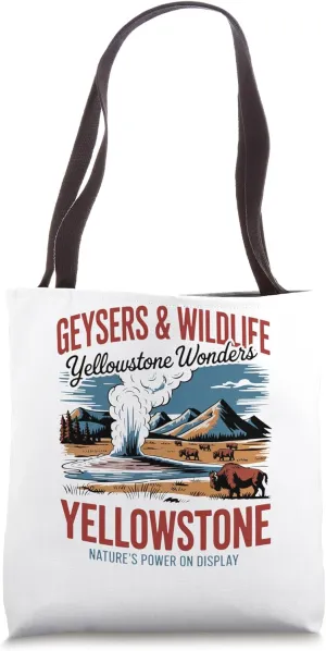 Geyser - Vintage Yellowstone Nature - National Parks Tote Bag