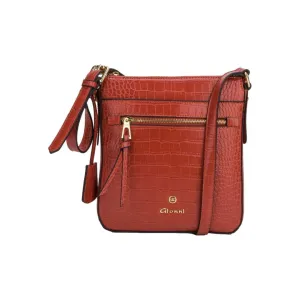 Gionni Diani Croc Multi Compartment Crossbody Bag - Amber