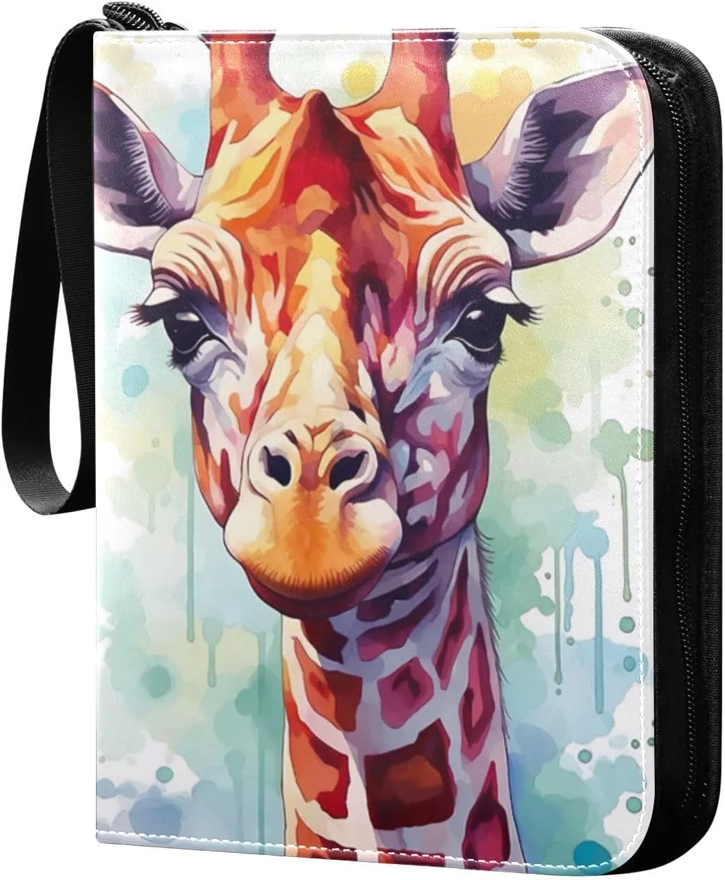 Giraffe Painting Card Binder, 400 Pockets Card Holder with 50 Sleeves, Sturdy Card Holder Folders for Game Cards & Sports Cards
