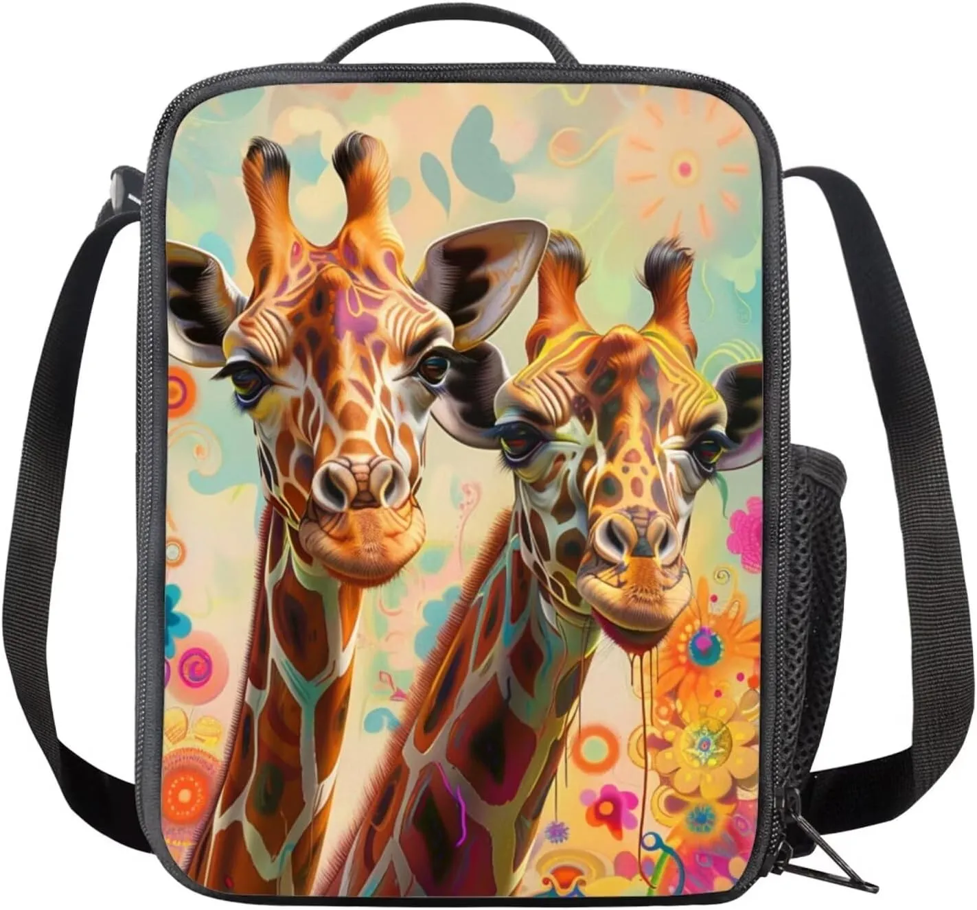 Giraffes Backpack Set for Toddler Girls Grades 4 to 8 Removable Strap Meal Bags for Kids 15 inch Large Capacity Tote Bag School for School Picnic Travel Outdoor