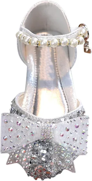 Girl Bow Glitter Flat Shoes Toddler Bowknot Sequin Wedding Sandals Kids Infant Shiny Sandals Mary Jane Dress Shoes