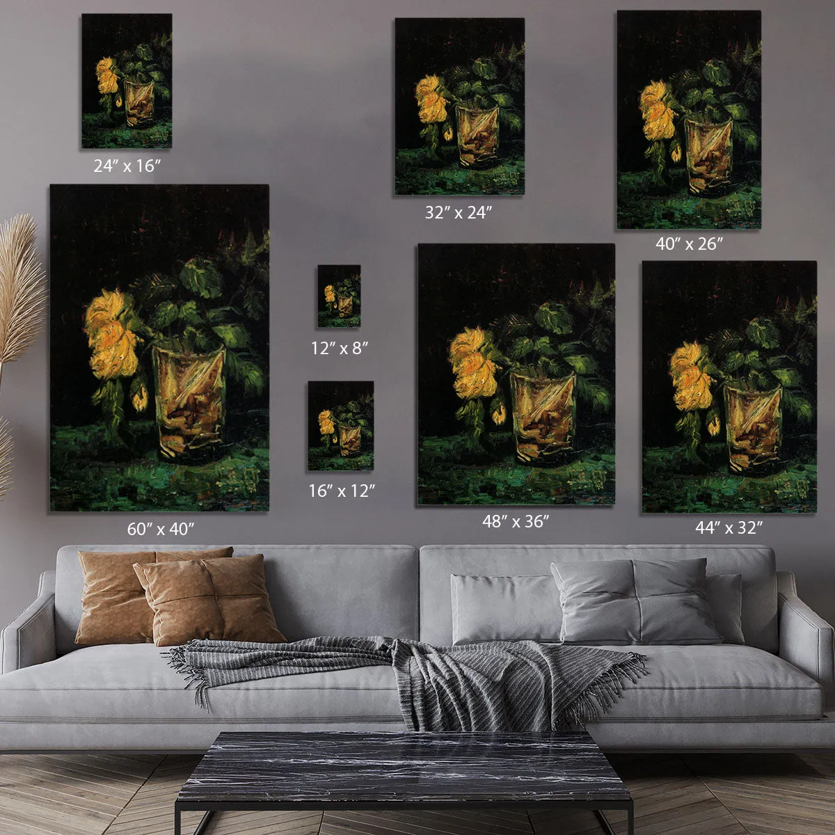 Glass with Roses by Van Gogh Canvas Print or Poster