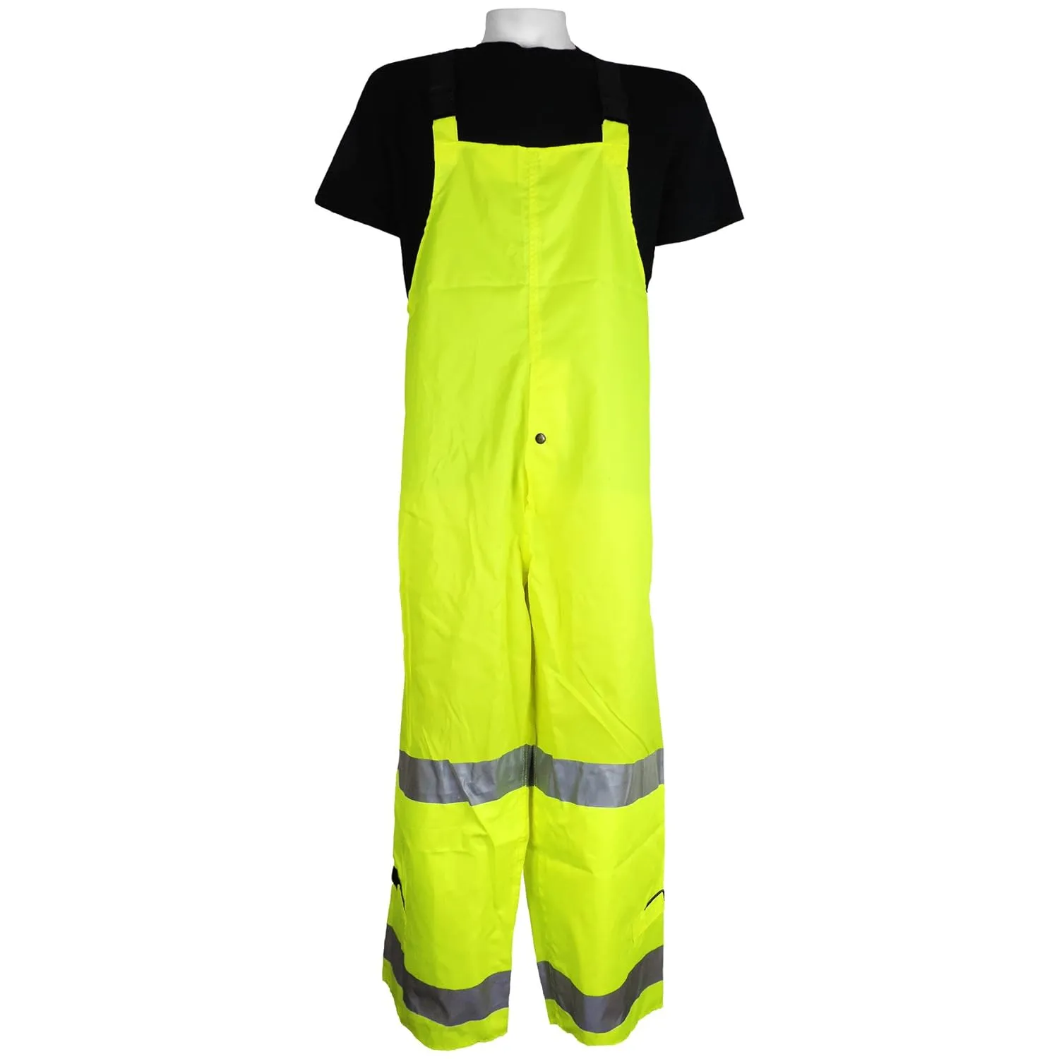 Global Glove GLO-1700 FrogWear Class 2 Polyurethane on Nylon Rainwear Bib with 3M Reflective Strip, Extra Large, Lime/Green (Case of 50)