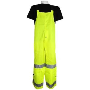 Global Glove GLO-1700 FrogWear Class 2 Polyurethane on Nylon Rainwear Bib with 3M Reflective Strip, Extra Large, Lime/Green (Case of 50)