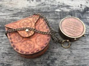 Go Confidently in The Direction Thoreau Full Antiqued Brass Working Compass Nautical Pocket Compass with Leather Case/Chain Perfect Sailors Gift for Christmas/Birthday/Anniversary