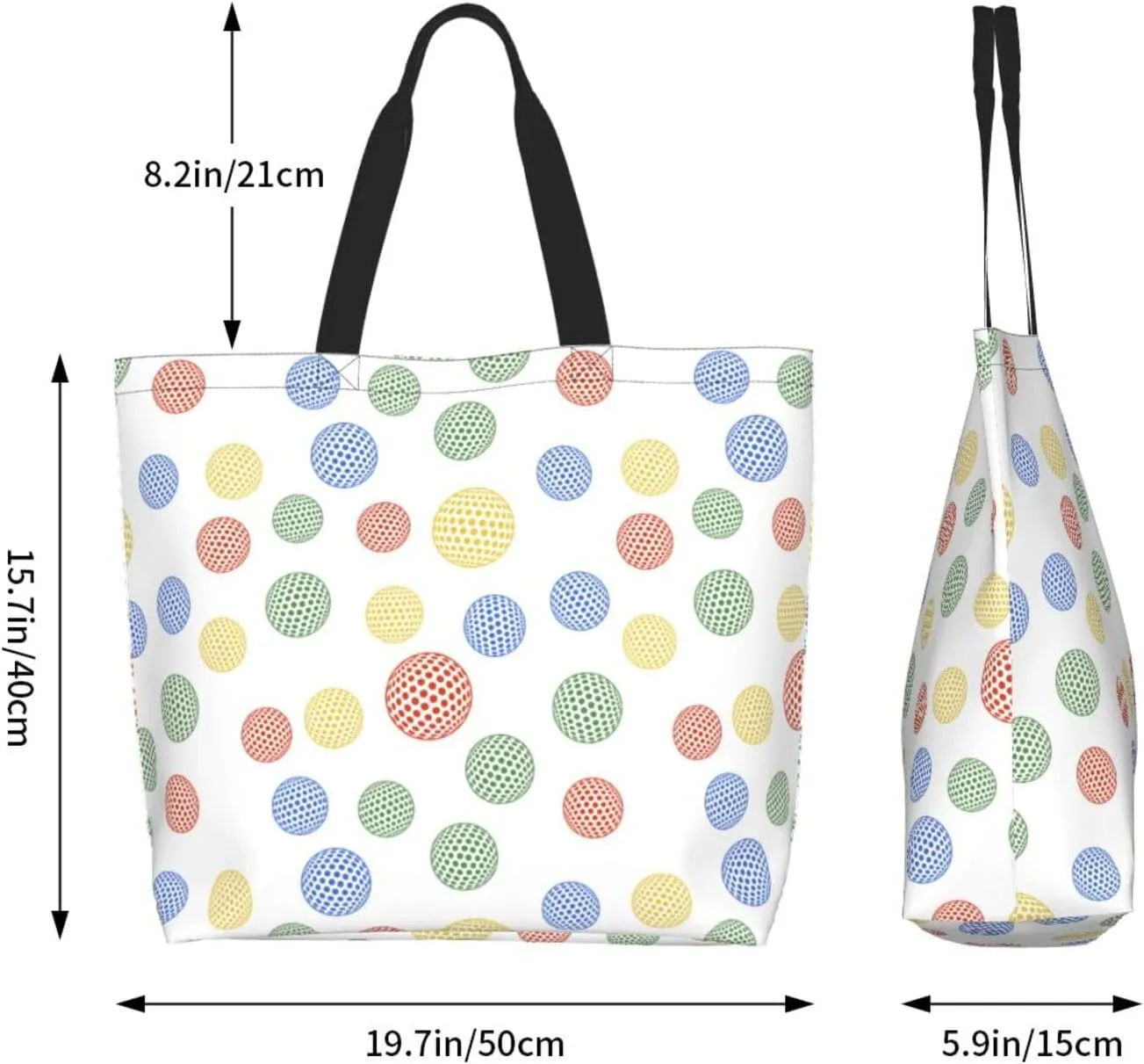 Golf Sports Ball Cute Tote Bag Beach Bag Large Capacity Grocery Bag Reusable Shopping bags for Women