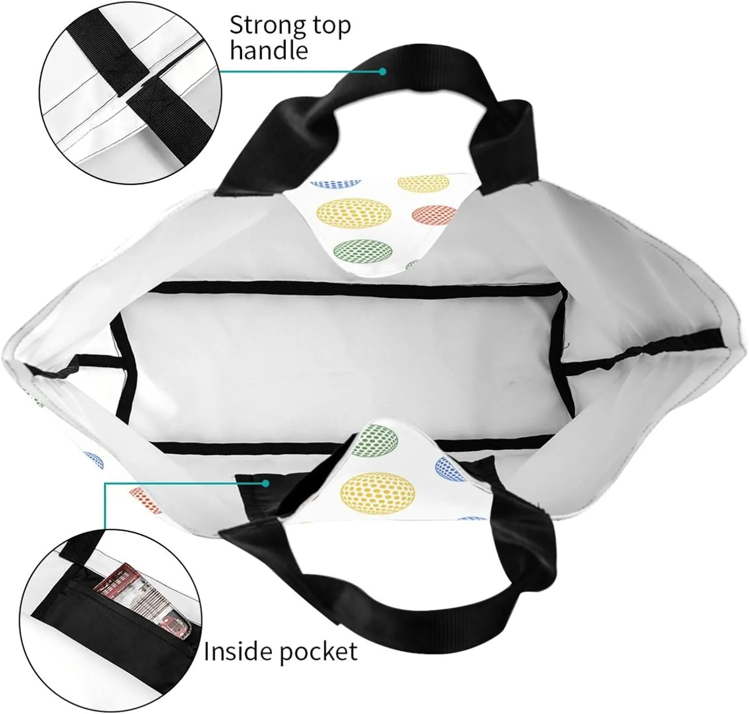Golf Sports Ball Cute Tote Bag Beach Bag Large Capacity Grocery Bag Reusable Shopping bags for Women
