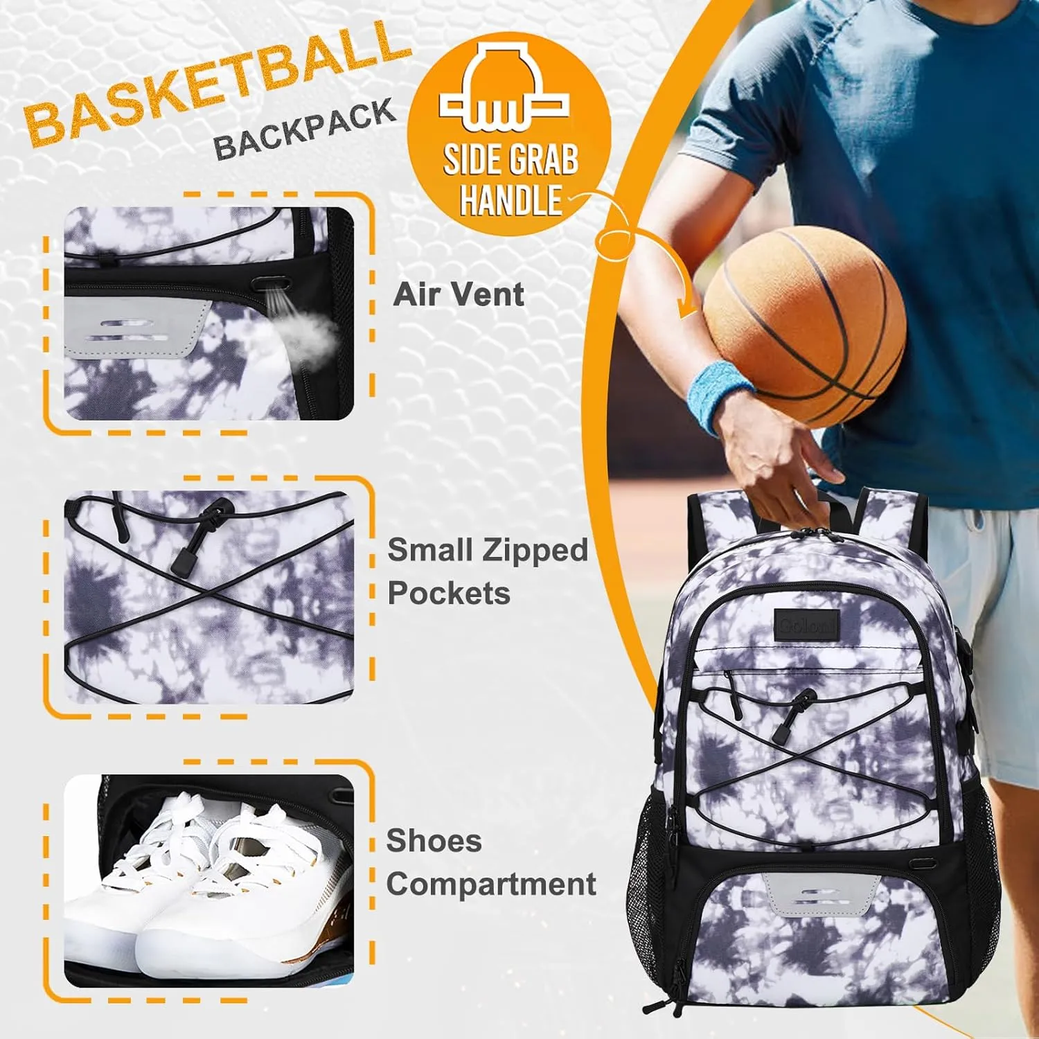 Goloni Soccer Backpack,Basketball Backpack with Ball Compartment & Shoe Compartment,Backpack for Basketball,Soccer