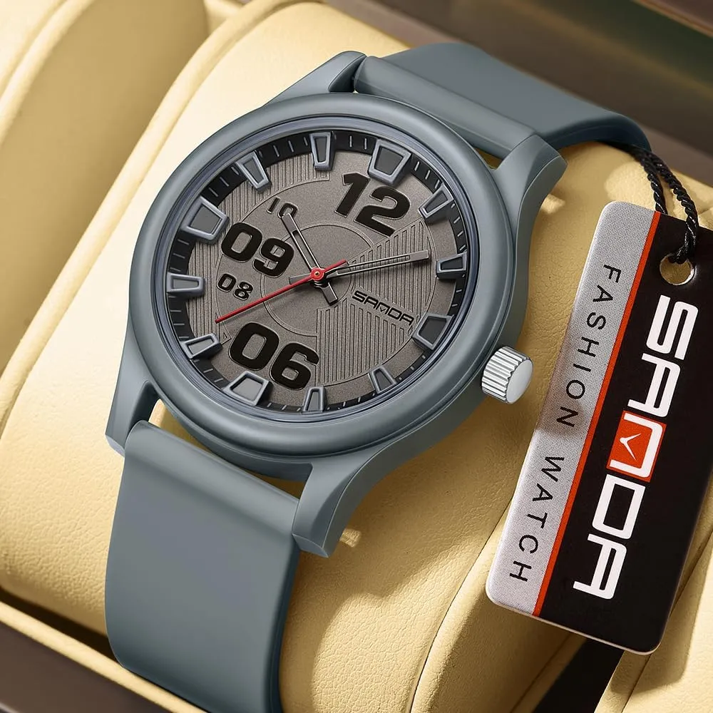Gosasa Fashion Casual Unisex Analog Quartz Watch Easy to Read Large Numbers Display with Silicone Band Sports Comfortable Watches for Men and Women 50M Waterproof
