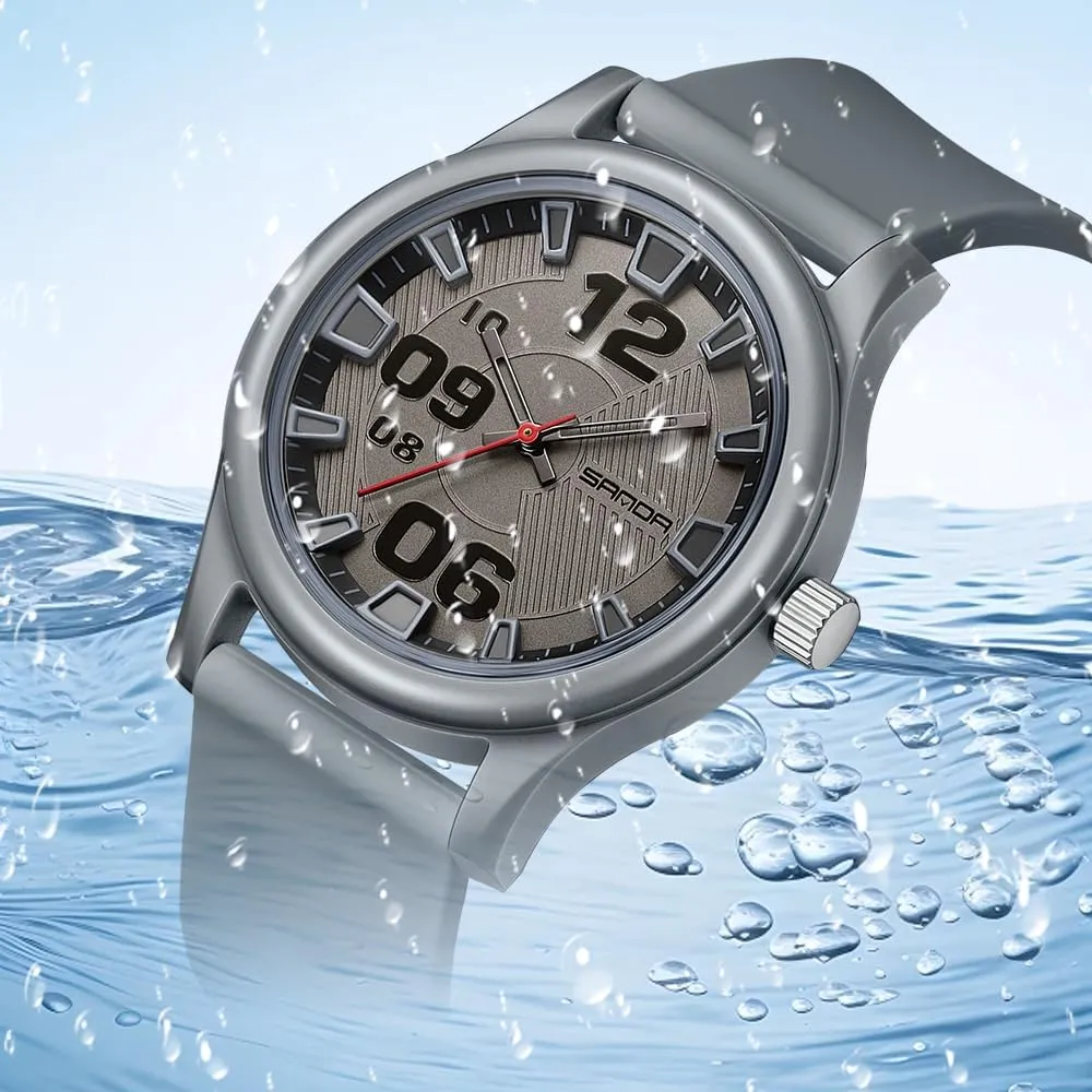 Gosasa Fashion Casual Unisex Analog Quartz Watch Easy to Read Large Numbers Display with Silicone Band Sports Comfortable Watches for Men and Women 50M Waterproof