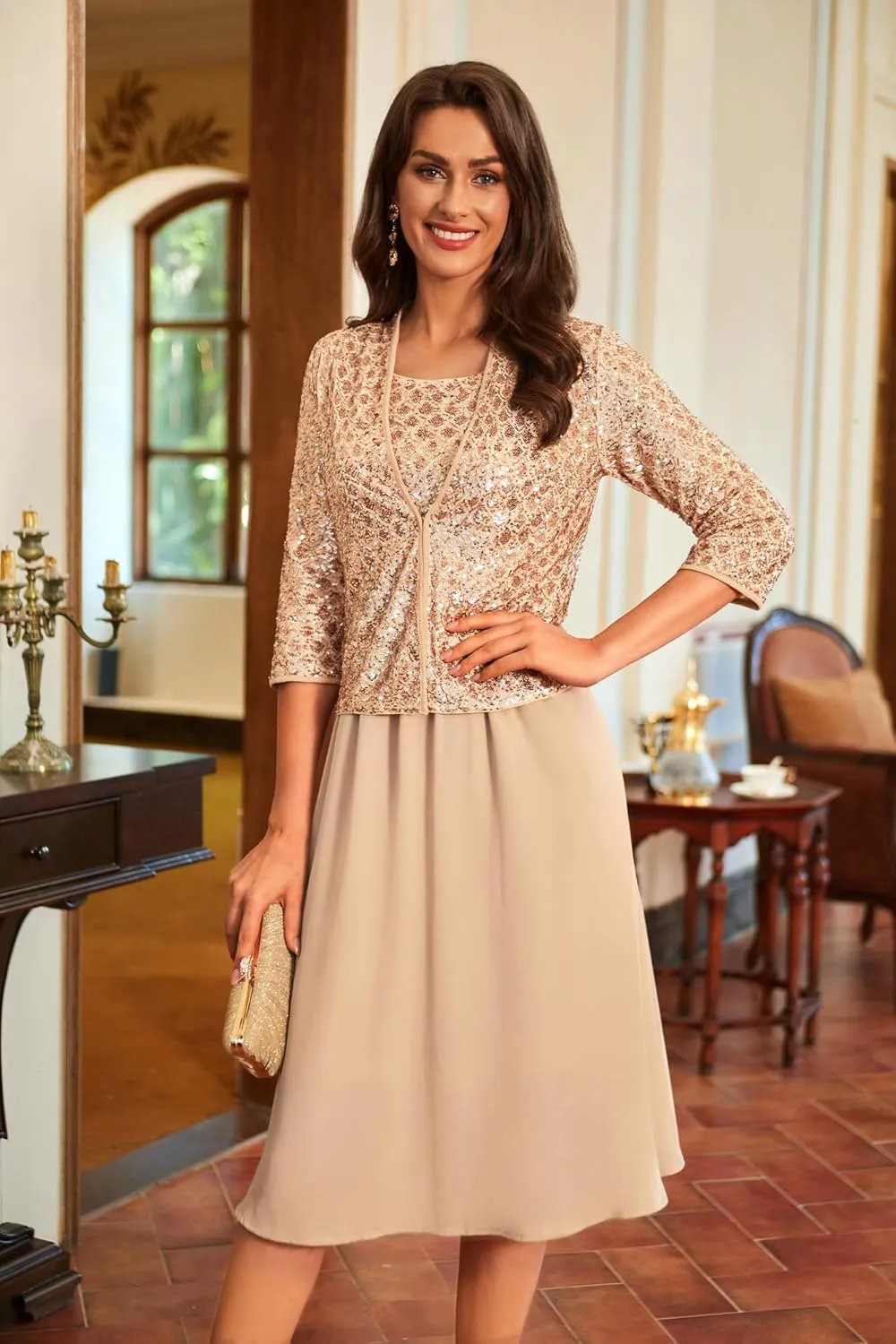GRACE KARIN 2025 Mother of The Bride Dresses Wedding Guest Party Dress Two Piece Dress