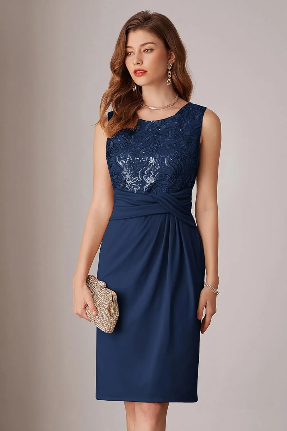 GRACE KARIN Women's Sequin Dress Two Piece Mother of The Bride Dresses with Jacket Lace Formal Wedding Guest Dress