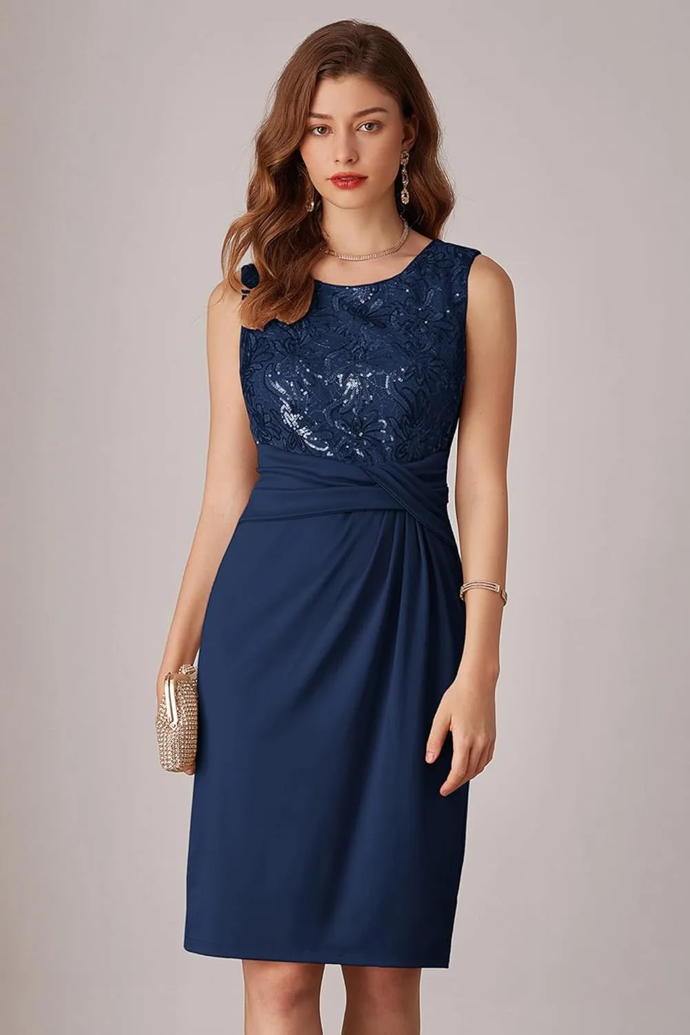 GRACE KARIN Women's Sequin Dress Two Piece Mother of The Bride Dresses with Jacket Lace Formal Wedding Guest Dress