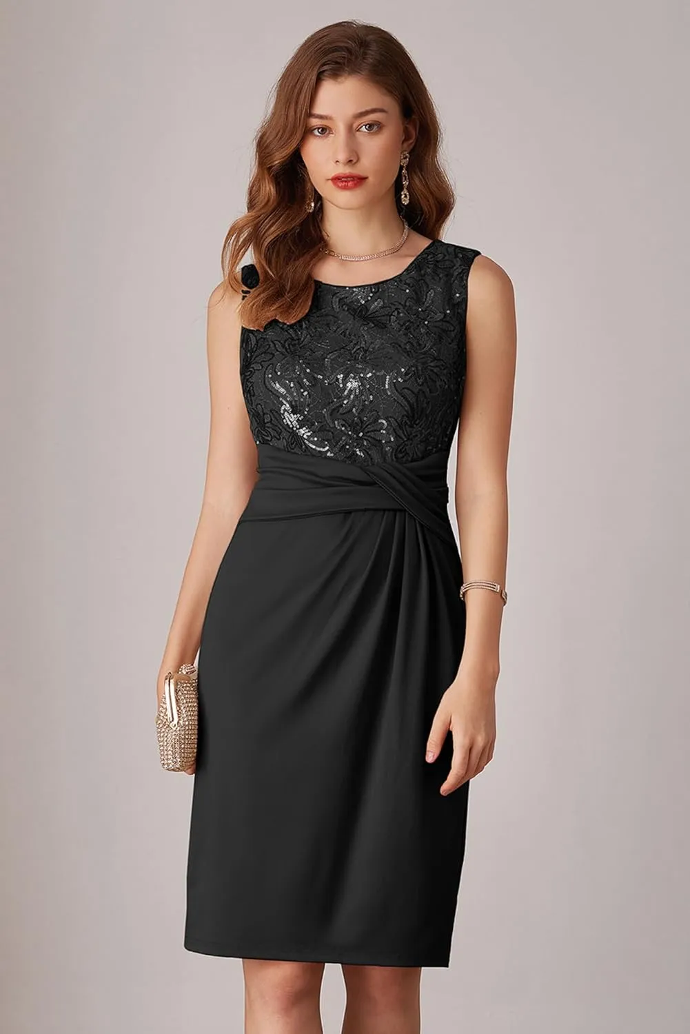 GRACE KARIN Women's Sequin Dress Two Piece Mother of The Bride Dresses with Jacket Lace Formal Wedding Guest Dress