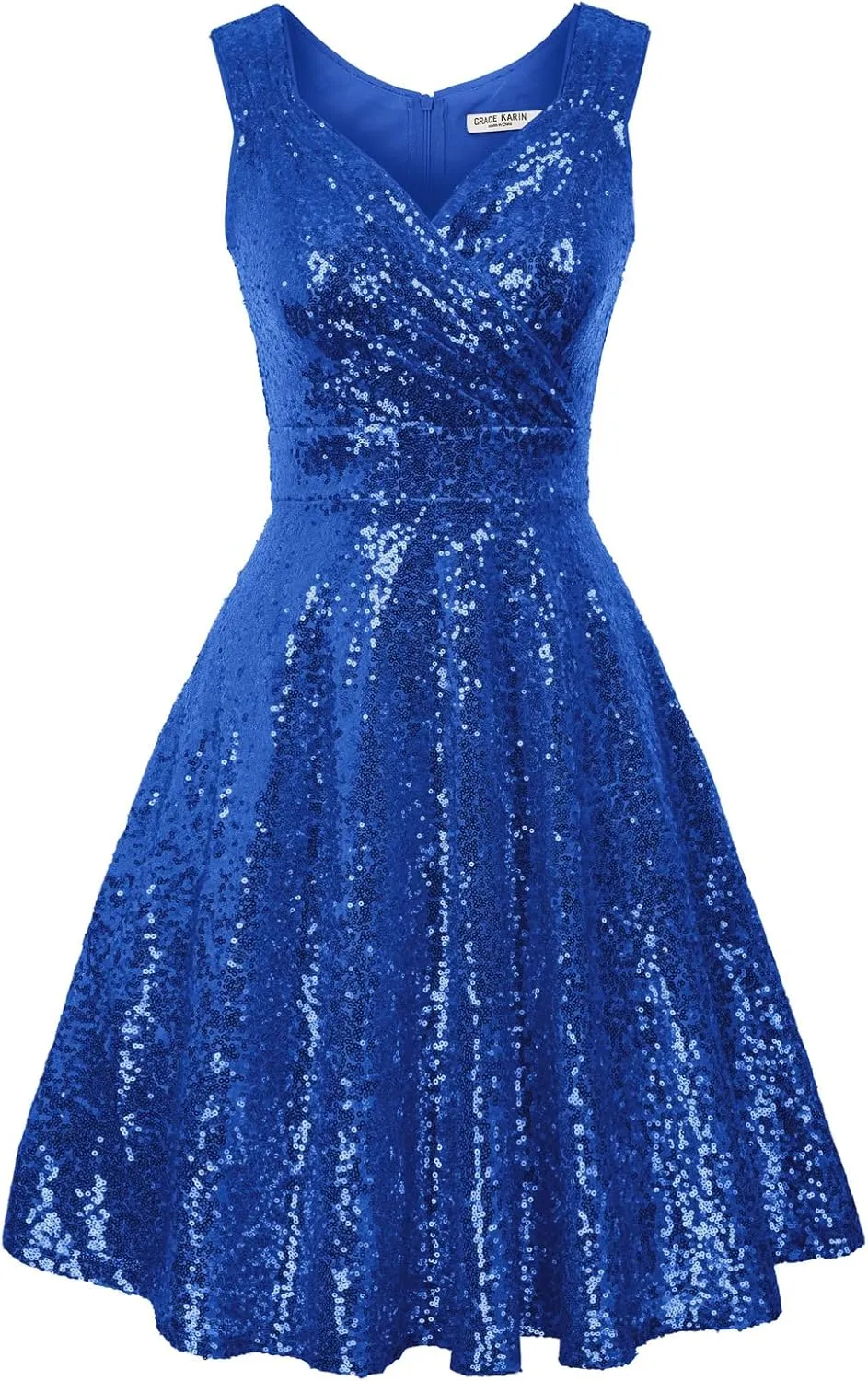 GRACE KARIN Women's Sequin Dresses Sleeveless V-Neck Sparkly Glitter Evening Party Dress