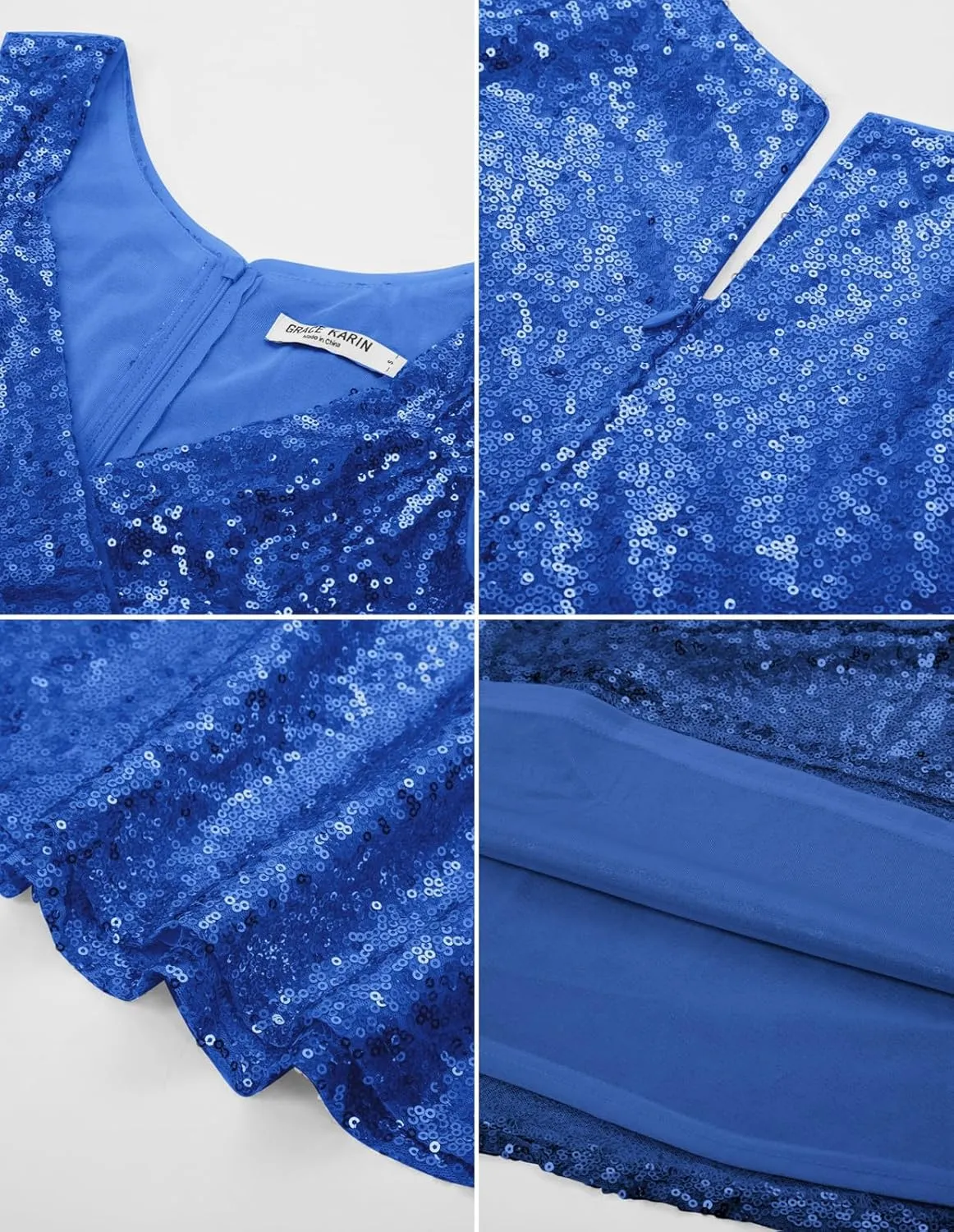 GRACE KARIN Women's Sequin Dresses Sleeveless V-Neck Sparkly Glitter Evening Party Dress