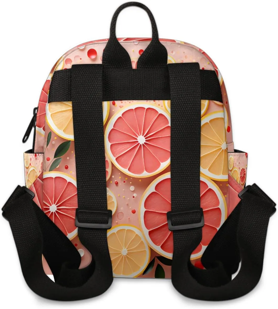 Grape fruit Slices Mini Backpack Purse for Women Fashion Lightweight Small Daypack Ladies Travel Handbags Shoulder Bag