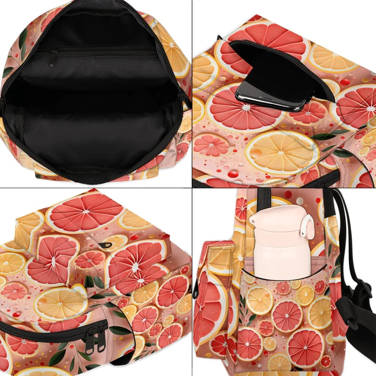 Grape fruit Slices Mini Backpack Purse for Women Fashion Lightweight Small Daypack Ladies Travel Handbags Shoulder Bag