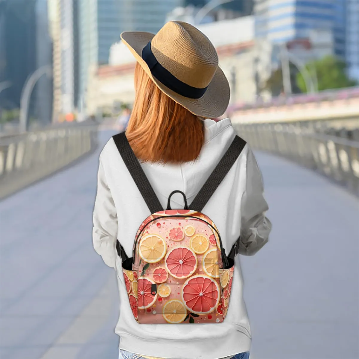 Grape fruit Slices Mini Backpack Purse for Women Fashion Lightweight Small Daypack Ladies Travel Handbags Shoulder Bag