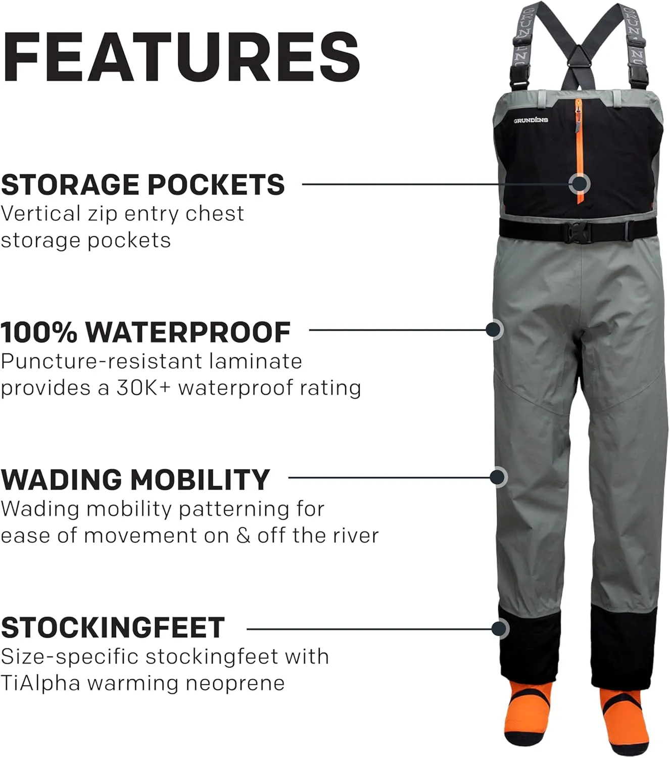 Grundéns Men's Bedrock Stockingfoot Wader
