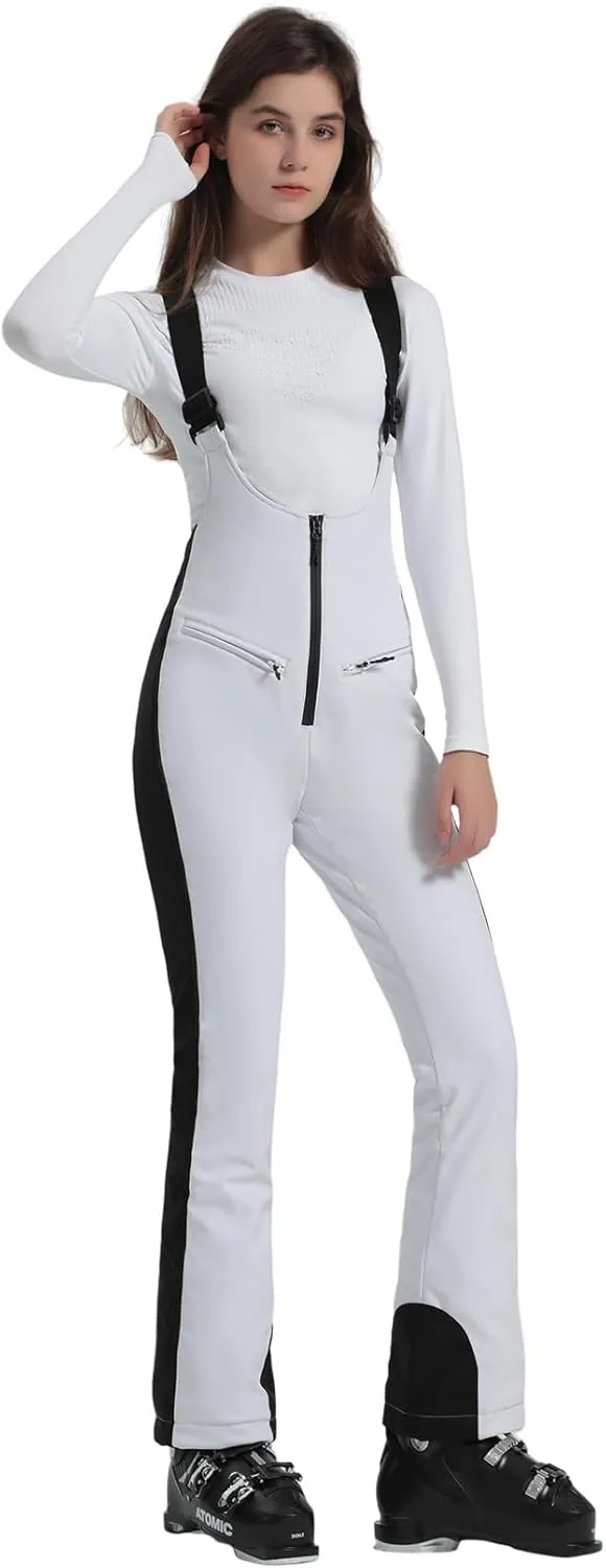 GSOU SNOW Women Ski Bib Pants Snow Overalls Snowboard Waterproof Windproof Insulated Slim Winter Warm High elasticity