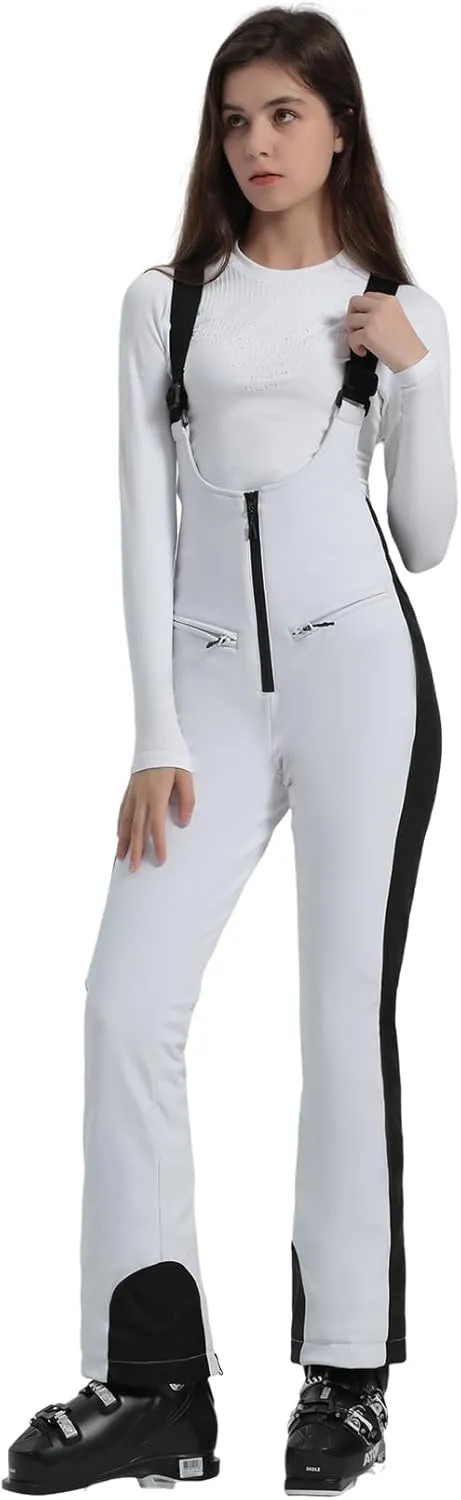 GSOU SNOW Women Ski Bib Pants Snow Overalls Snowboard Waterproof Windproof Insulated Slim Winter Warm High elasticity