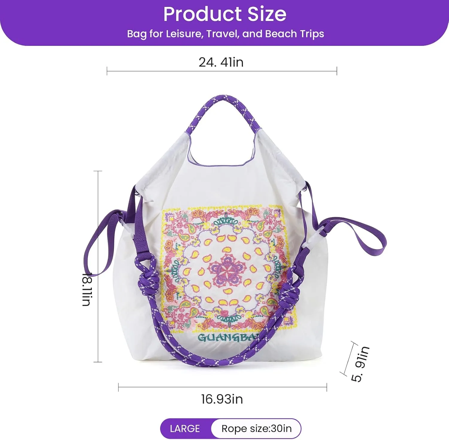 Guan&Ball Tote Bag for Women, Foldable Tote Bag With Large Shoulder strap Bag Handle Handbag for Travel, Work