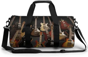 Guitars Gym Bag Small Travel Duffle Bag with Compartment Carry On Weekender Bag for Women Men