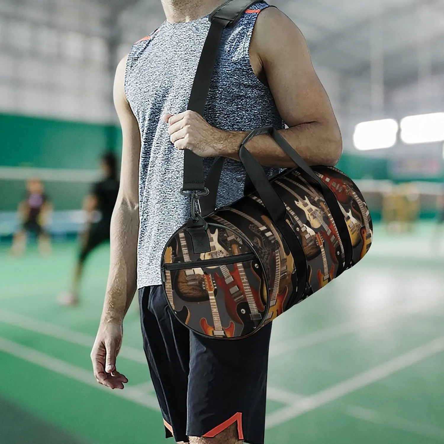 Guitars Gym Bag Small Travel Duffle Bag with Compartment Carry On Weekender Bag for Women Men