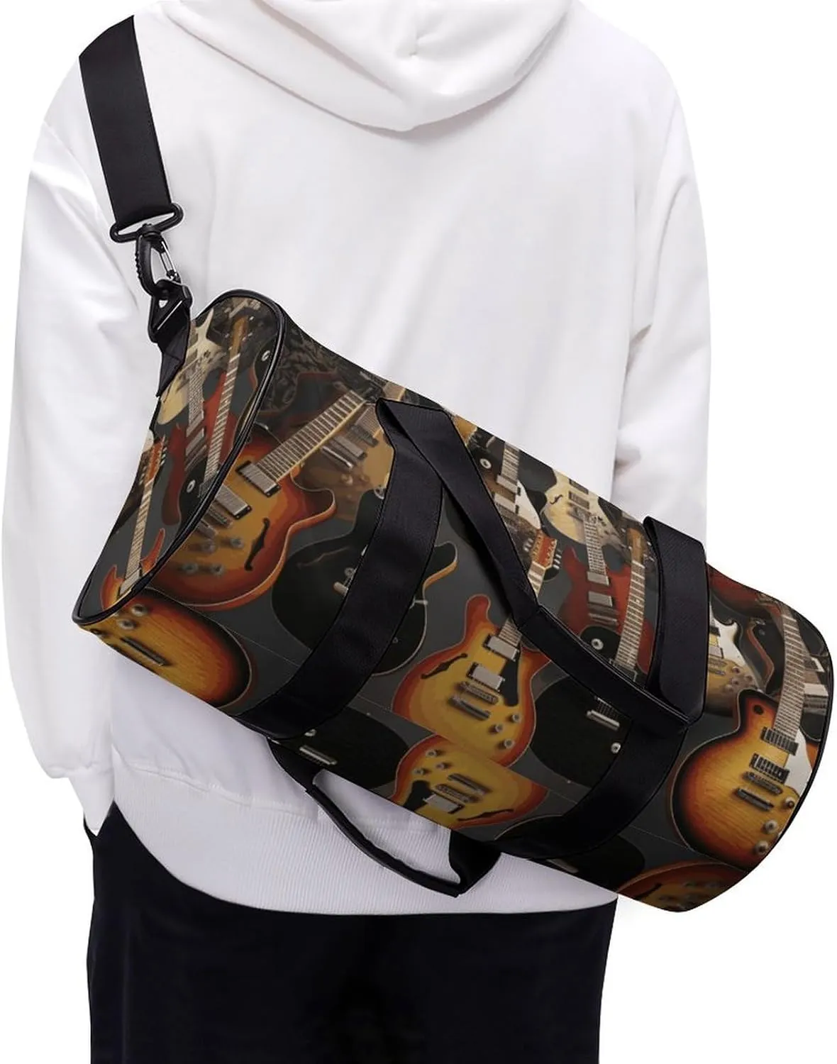 Guitars Gym Bag Small Travel Duffle Bag with Compartment Carry On Weekender Bag for Women Men