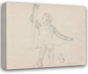 Gustáv Mallý 17x15 Gallery Wrapped Canvas Museum Art Print Titled: Sitting Boy (1900)