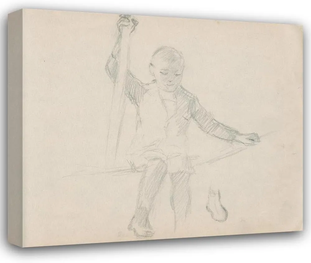 Gustáv Mallý 17x15 Gallery Wrapped Canvas Museum Art Print Titled: Sitting Boy (1900)