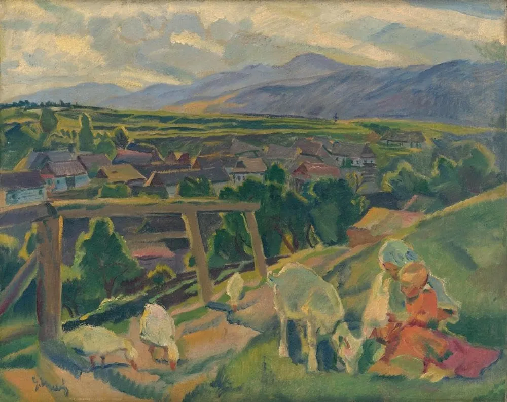 Gustáv Mallý 18x15 Gallery Wrapped Canvas Museum Art Print Titled: From Važec (1937)